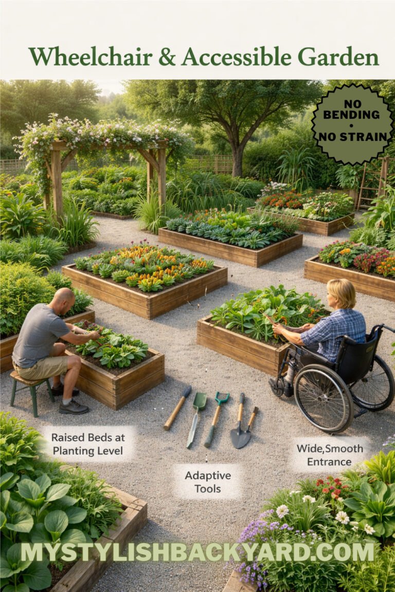 Accessible garden with adaptive tools